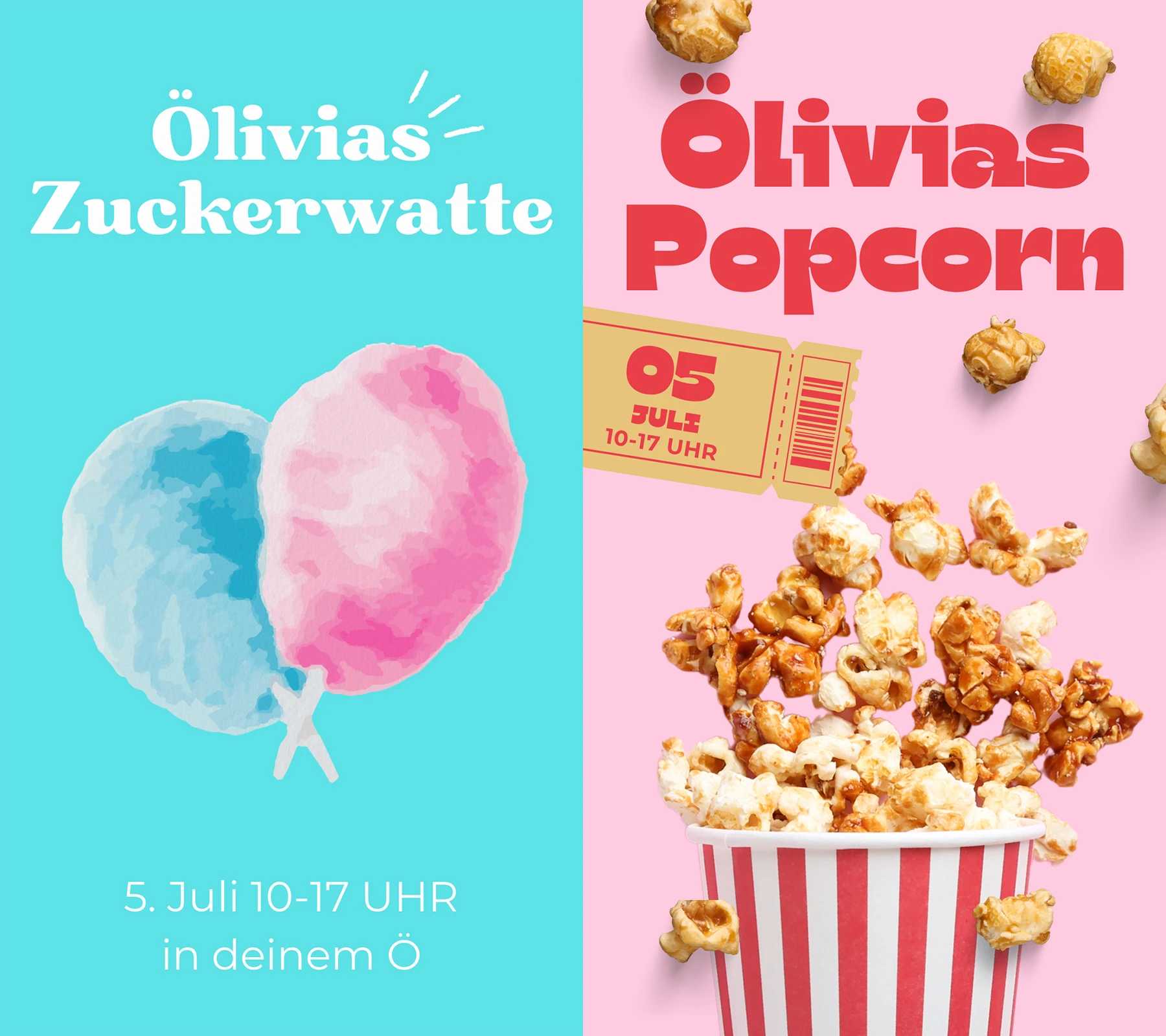 Ölivias Zuckerwatte und Popcorn